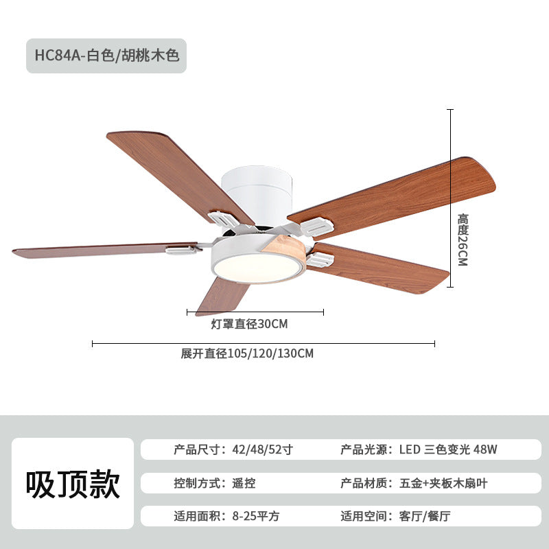 Nordic living room fan lamp bedroom smart variable-frequency ceiling fan lamp integrated lamp ceiling fan and pendant lamp Zhongshan lighting fixtures