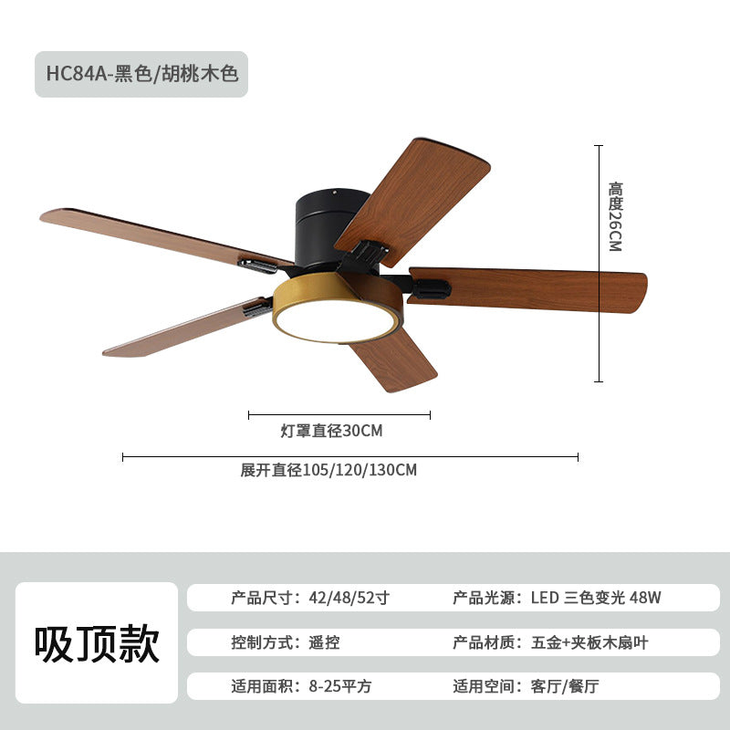 Nordic living room fan lamp bedroom smart variable-frequency ceiling fan lamp integrated lamp ceiling fan and pendant lamp Zhongshan lighting fixtures
