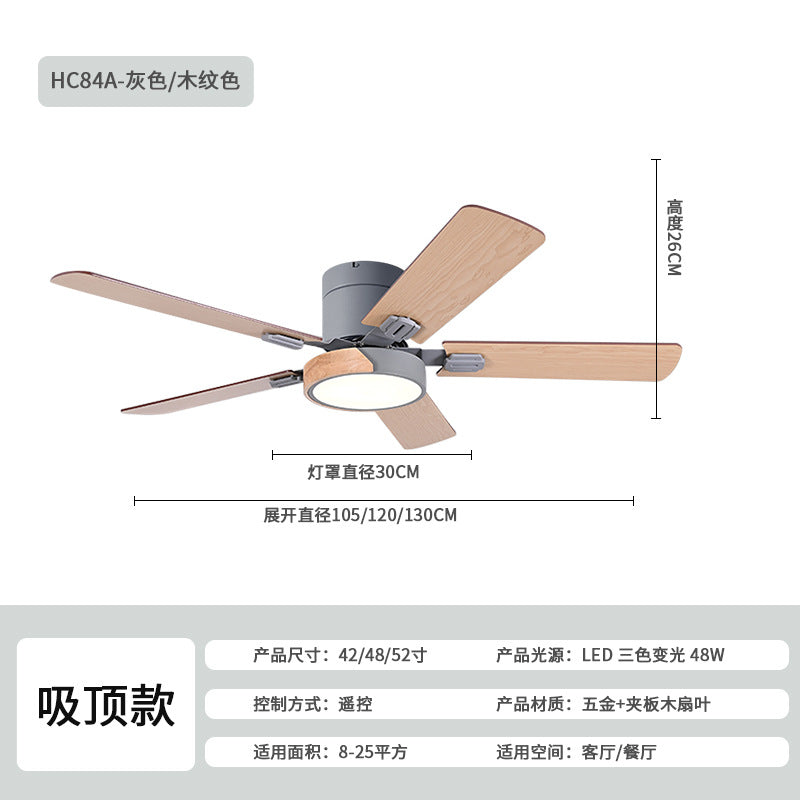 Nordic living room fan lamp bedroom smart variable-frequency ceiling fan lamp integrated lamp ceiling fan and pendant lamp Zhongshan lighting fixtures
